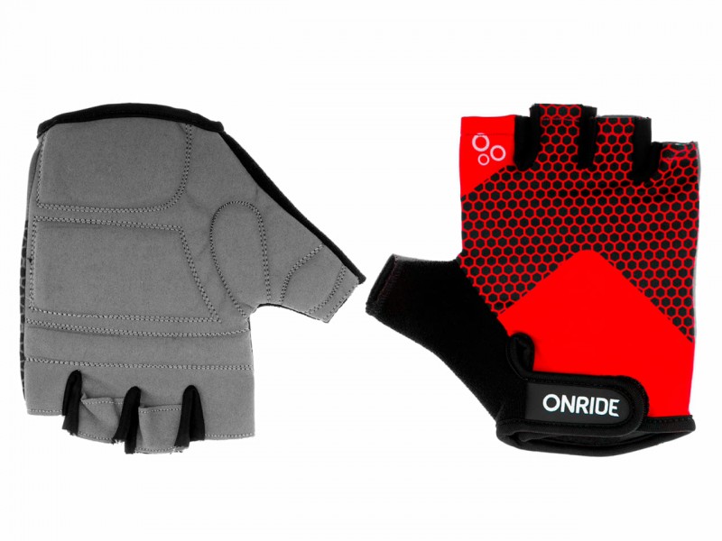 Велорукавички без пальців Onride TID 20 (червоний/чорний, XL)