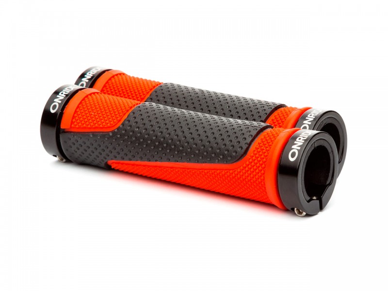 Гріпси на велосипед Onride DualGrip (130мм, з замками, чорний/червоний)