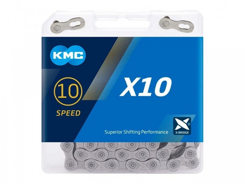 Ланцюг на велосипед 10S KMC X10 Grey 114L з замком
