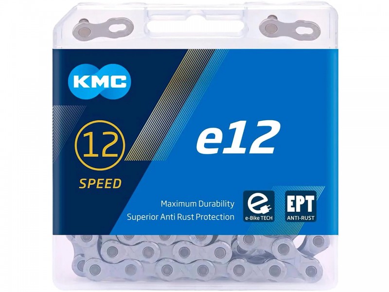 Ланцюг на велосипед 12S KMC e12 EPT 130L Silver з замком