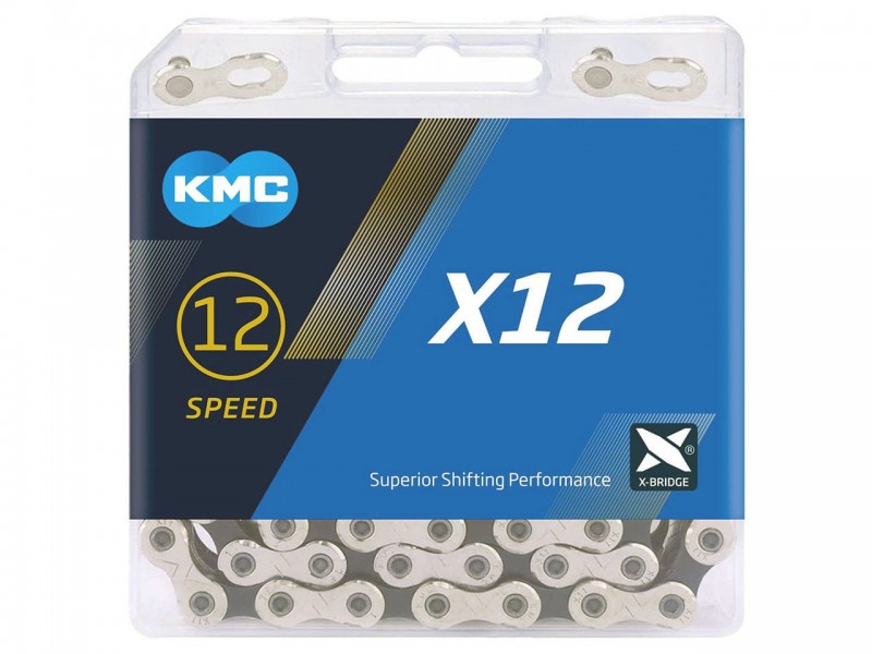 Ланцюг на велосипед 12S KMC X12 Silver/Black 126L з замком