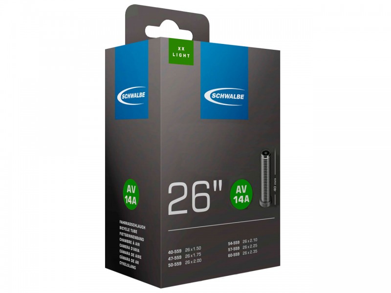 Камера для велосипеда 26"x1.50/2.10" Schwalbe AV14A XXLight (40/54-559) AV 40мм